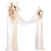 imageLings Moment Hanging Wedding Arch Flowers Kit Pack of 4 2pcs Arbor Artificial Flower Arrangement 1 Chiffon Drape Ceremony Reception Rose Backdrop White Faux Floral Outdoor Party DecorWhtwhite  Beige  Gold