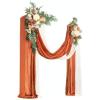 imageLings Moment Hanging Wedding Arch Flowers Kit Pack of 4 2pcs Arbor Artificial Flower Arrangement 1 Chiffon Drape Ceremony Reception Rose Backdrop White Faux Floral Outdoor Party DecorSunset Terracotta New