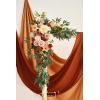 imageLings Moment Hanging Wedding Arch Flowers Kit Pack of 4 2pcs Arbor Artificial Flower Arrangement 1 Chiffon Drape Ceremony Reception Rose Backdrop White Faux Floral Outdoor Party DecorSunset Terracotta New