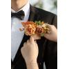 imageLings Moment Single Pocket Boutonniere for Man Groom Artificial Flowers for Wedding DecorPromHomecomingGraduation etcTerracotta Orange