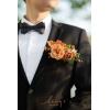 imageLings Moment Single Pocket Boutonniere for Man Groom Artificial Flowers for Wedding DecorPromHomecomingGraduation etcTerracotta Orange