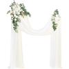 imageLings Moment Hanging Wedding Arch Flowers Kit Pack of 4 2pcs Arbor Artificial Flower Arrangement 1 Chiffon Drape Ceremony Reception Rose Backdrop White Faux Floral Outdoor Party DecorWhtwhite  Sage