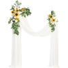 imageLings Moment Hanging Wedding Arch Flowers Kit Pack of 4 2pcs Arbor Artificial Flower Arrangement 1 Chiffon Drape Ceremony Reception Rose Backdrop White Faux Floral Outdoor Party DecorWhtsunflower New