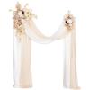 imageLings Moment Hanging Wedding Arch Flowers Kit Pack of 4 2pcs Arbor Artificial Flower Arrangement 1 Chiffon Drape Ceremony Reception Rose Backdrop White Faux Floral Outdoor Party DecorWhtwhite  Beige  Gold