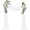 imageLings Moment Hanging Wedding Arch Flowers Kit Pack of 4 2pcs Arbor Artificial Flower Arrangement 1 Chiffon Drape Ceremony Reception Rose Backdrop White Faux Floral Outdoor Party DecorWhite