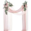 imageLings Moment Hanging Wedding Arch Flowers Kit Pack of 4 2pcs Arbor Artificial Flower Arrangement 1 Chiffon Drape Ceremony Reception Rose Backdrop White Faux Floral Outdoor Party DecorPkdusty Rose  Navy