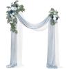 imageLings Moment Hanging Wedding Arch Flowers Kit Pack of 4 2pcs Arbor Artificial Flower Arrangement 1 Chiffon Drape Ceremony Reception Rose Backdrop White Faux Floral Outdoor Party DecorBludusty Blue  Navy