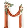 imageLings Moment Hanging Wedding Arch Flowers Kit Pack of 4 2pcs Arbor Artificial Flower Arrangement 1 Chiffon Drape Ceremony Reception Rose Backdrop White Faux Floral Outdoor Party DecorSunset Terracotta New