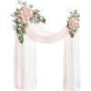 imageLings Moment Hanging Wedding Arch Flowers Kit Pack of 4 2pcs Arbor Artificial Flower Arrangement 1 Chiffon Drape Ceremony Reception Rose Backdrop White Faux Floral Outdoor Party DecorPkblush  Cream