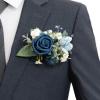 imageLings Moment Single Pocket Boutonniere for Man Groom Artificial Flowers for Wedding DecorPromHomecomingGraduation etcDusty Blue Navy