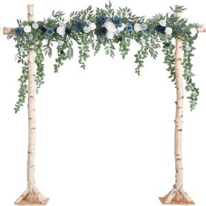 imageLings Moment 65FT Backdrop Floral Garland Artificial Wedding Arch Flowers Sage Green Decor Pink Ceremony Reception Hanging Eucalyptus Rose Arbor Arrangement Outdoor Party Swag Home DecorationsBludusty Blue  Navy