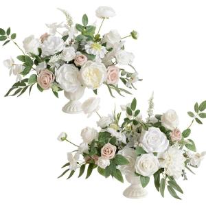imageLings Moment Black ampamp Burgundy Artificial Flowers with Vase Gothic Wedding Table Decor Bouquet Centerpiece Flower Potted for Ceremony Reception Desk Flowers Mantel Goth Fake Flowers Set of 2Whtwhite Sage