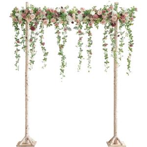 imageLings Moment Deluxe Hanging Artificial Wedding Arch Flowers Dusty Rose Eucalyptus Stems Sage Green Ceremony Arbor Reception Backdrop Floral Decorations Outdoor Swag Garland Background Garden Decor