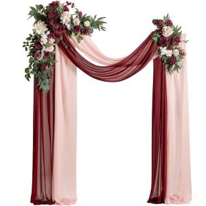 imageLings Moment Hanging Wedding Arch Flowers Kit Pack of 4 2pcs Arbor Artificial Flower Arrangement 1 Chiffon Drape Ceremony Reception Rose Backdrop White Faux Floral Outdoor Party DecorRedmarsala  Blush 01