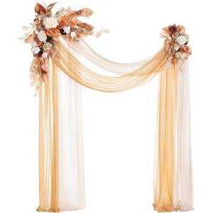 imageLings Moment Hanging Wedding Arch Flowers Kit Pack of 4 2pcs Arbor Artificial Flower Arrangement 1 Chiffon Drape Ceremony Reception Rose Backdrop White Faux Floral Outdoor Party DecorOrrust  Sepia