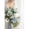 imageLings Moment White Green Bridal Bouquet for Bride White Green Wedding Bouquets for Bride 15 Inch Bride Bouquets for Wedding Artificial Flowers BouquetsBludusty Blue