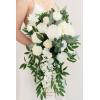 imageLings Moment White Green Bridal Bouquet for Bride White Green Wedding Bouquets for Bride 15 Inch Bride Bouquets for Wedding Artificial Flowers BouquetsWhtWhite  Ivory