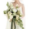 imageLings Moment White Green Bridal Bouquet for Bride White Green Wedding Bouquets for Bride 15 Inch Bride Bouquets for Wedding Artificial Flowers BouquetsGrnspring Green