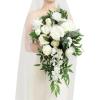 imageLings Moment White Green Bridal Bouquet for Bride White Green Wedding Bouquets for Bride 15 Inch Bride Bouquets for Wedding Artificial Flowers BouquetsWhtWhite  Ivory