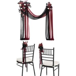 imageLings Moment Hanging Wedding Arch Flowers and Wedding Aisle Pew Flowers Decorations Package for Ceremony Reception Black ampamp Burgundy Wedding Floral Arrangement Hanging Fabric Party Backdrop