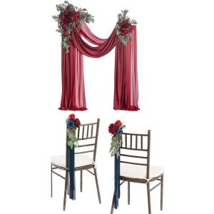 imageLings Moment Hanging Wedding Arch Flowers and Wedding Aisle Pew Flowers Decorations Package for Ceremony Reception Burgundy ampamp Navy Wedding Floral Arrangement Hanging Fabric Party Backdrop