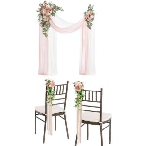 imageLings Moment Hanging Wedding Arch Flowers and Wedding Aisle Pew Flowers Decorations Package for Ceremony Reception Dusty Rose ampamp Cream Wedding Floral Arrangement Hanging Fabric Party Backdrop