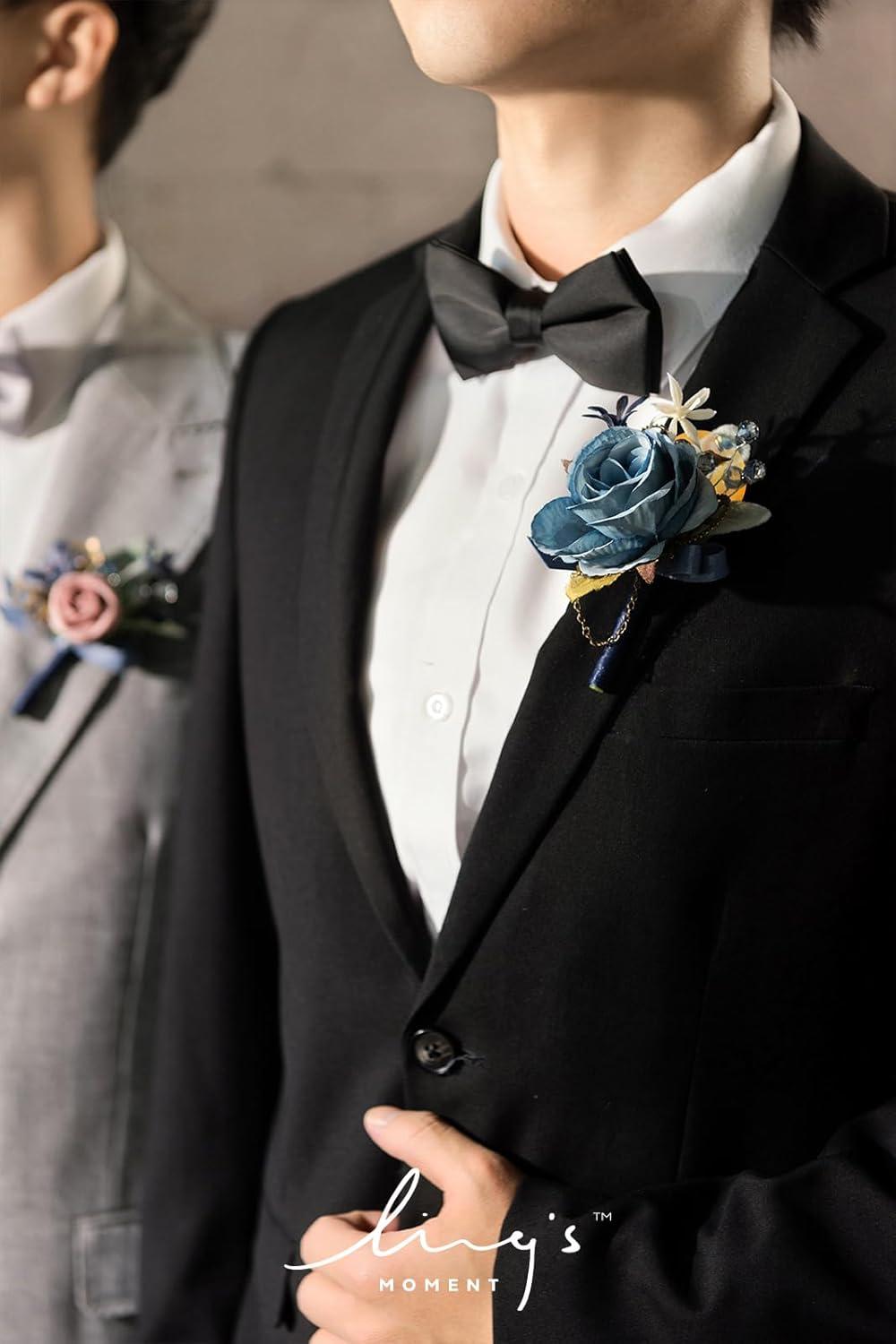 Corsage And Boutonniere Set Ling's Moment Set Of 6 Boutonniere For Men For  Wedding Groom Groomsmen Artificial Flowers Boutonniere For Wedding Ceremony  Anniversary Formal Dinner Party Lings Moments Flowers, image size:1000x1500