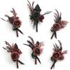 imageLings Moment Boutonniere for Men 6pcs Groom Groomsmen Boutonniere Artificial Flowers for Wedding DecorPromHomecoming etcBlush PinkBlkblack  Gothic Burgundy