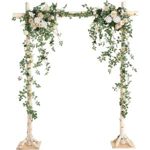 imageLings Moment Wedding Arch Flowers with Hanging Vines Emerald ampamp Tawny Beige Set of 2 for Wedding Ceremony Reception Wall Decorations Not Include ArchEmerald Green