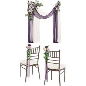 imageLings Moment Hanging Wedding Arch Flowers and Wedding Aisle Pew Flowers Decorations Package for Ceremony Reception Lilac ampamp Gold Wedding Floral Arrangement Hanging Fabric Party Backdrop