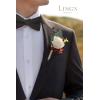 imageLings Moment Boutonniere for Men 10pcs Groomsmen Guest Boutonniere Artificial Flowers for Wedding DcorPromHomecomingetcBeigeCrmcream  Orange