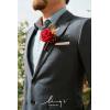 imageLings Moment Boutonniere for Men 6pcs Groom Groomsmen Boutonniere Artificial Flowers for Wedding DecorPromHomecomingetcBrownRedburgundy  Red