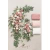 imageLings Moment Deluxe Red Artificial Wedding Arch Flowers with Drapes KitPack of 5 2pcs Flower Arrangements 3pcs Hanging Sheer Drapes Marsala Ceremony Arbor Reception Backdrop Rose Floral DecorationsPkdusty Rose  Cream 02