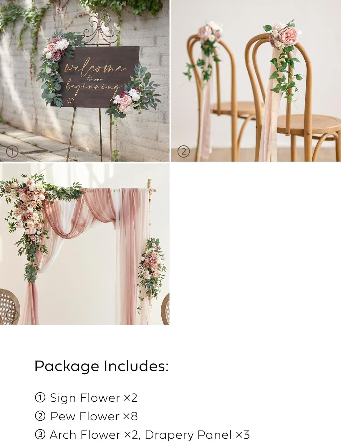 imageLings Moment PreArranged Wedding Flower Packages in Dusty Rose ampamp CreamCeremony Decor Package Set of 15