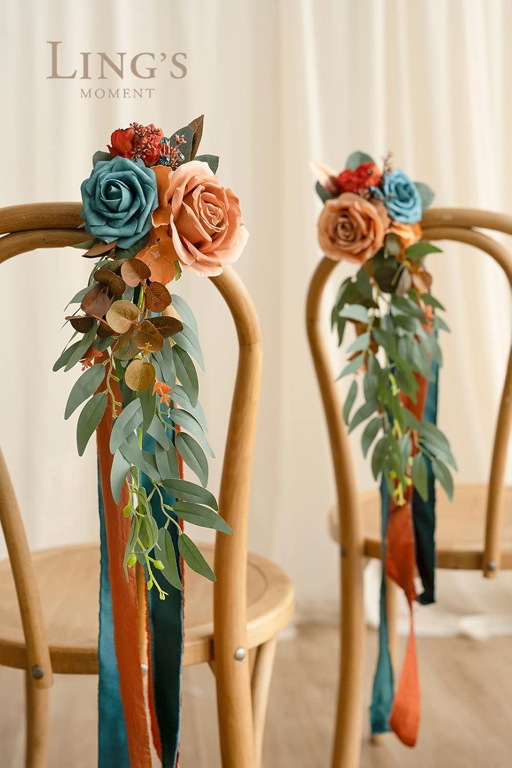 imageLings Moment PreArranged Wedding Flower Packages in Teal ampamp Burnt OrangeCeremony Decor Package Set of 15