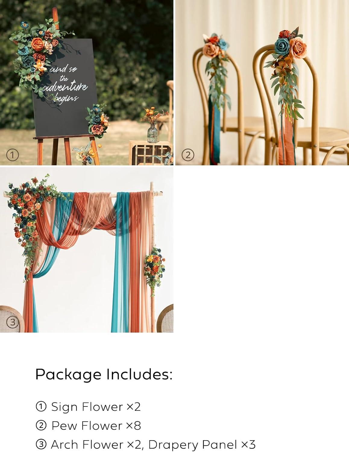 imageLings Moment PreArranged Wedding Flower Packages in Teal ampamp Burnt OrangeCeremony Decor Package Set of 15