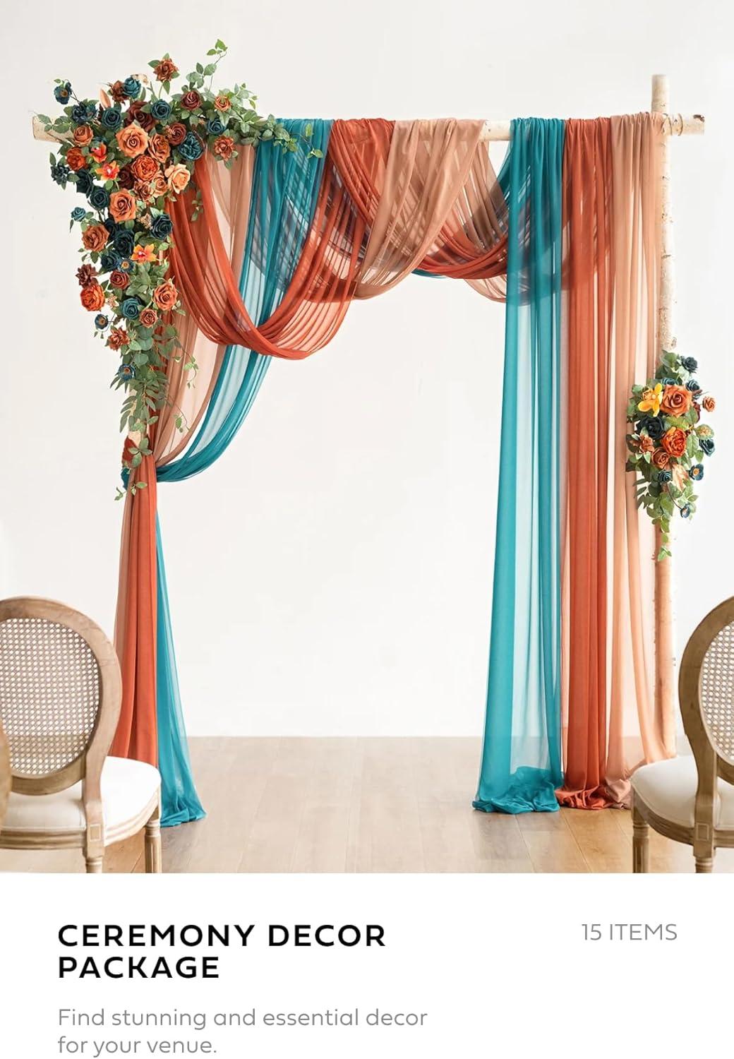 imageLings Moment PreArranged Wedding Flower Packages in Teal ampamp Burnt OrangeCeremony Decor Package Set of 15