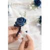 imageLings Moment Boutonniere for Men 6pcs Groom Groomsmen Boutonniere Artificial Flowers for Wedding DecorPromHomecoming etcWalnut BrownBlunavy Blue  Dark Blue