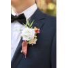 imageLings Moment Boutonniere for Men 6pcs Groom Groomsmen Boutonniere Artificial Flowers for Wedding DecorPromHomecoming etcWalnut BrownOrterracotta  White