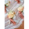 imageLings Moment Boutonniere for Men 6pcs Groom Groomsmen Boutonniere Artificial Flowers for Wedding DecorPromHomecoming etcWalnut BrownOrterracotta  White