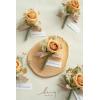 imageLings Moment Boutonniere for Men 6pcs Groom Groomsmen Boutonniere Artificial Flowers for Wedding DecorPromHomecoming etcWalnut BrownOryellow Apricot  Peach