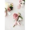 imageLings Moment Boutonniere for Men 6pcs Groom Groomsmen Boutonniere Artificial Flowers for Wedding DecorPromHomecoming etcWalnut BrownPkdusty Rose  Mauve