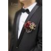 imageLings Moment Boutonniere for Men 6pcs Groom Groomsmen Boutonniere Artificial Flowers for Wedding DecorPromHomecoming etcWalnut BrownRedburgundy  Dusty Rose