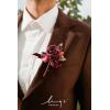 imageLings Moment Boutonniere for Men 6pcs Groom Groomsmen Boutonniere Artificial Flowers for Wedding DecorPromHomecoming etcWalnut BrownRedburgundy  Red
