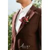 imageLings Moment Boutonniere for Men 6pcs Groom Groomsmen Boutonniere Artificial Flowers for Wedding DecorPromHomecoming etcWalnut BrownRedburgundy  Red