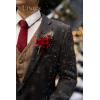 imageLings Moment Boutonniere for Men 6pcs Groom Groomsmen Boutonniere Artificial Flowers for Wedding DecorPromHomecoming etcWalnut BrownRedchristmas Red  Berry