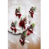 imageLings Moment Boutonniere for Men 6pcs Groom Groomsmen Boutonniere Artificial Flowers for Wedding DecorPromHomecoming etcWalnut BrownRedchristmas Red  Berry