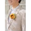 imageLings Moment Boutonniere for Men 6pcs Groom Groomsmen Boutonniere Artificial Flowers for Wedding DecorPromHomecoming etcWalnut BrownSunsunflower  Yellow