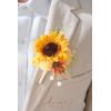 imageLings Moment Boutonniere for Men 6pcs Groom Groomsmen Boutonniere Artificial Flowers for Wedding DecorPromHomecoming etcWalnut BrownSunsunflower  Yellow