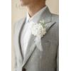 imageLings Moment Boutonniere for Men 6pcs Groom Groomsmen Boutonniere Artificial Flowers for Wedding DecorPromHomecoming etcWalnut BrownWhtsnow White